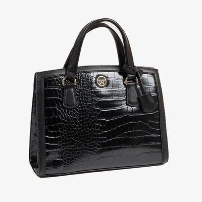 Bolso de Mano con Bandolera Matties Croco Negro