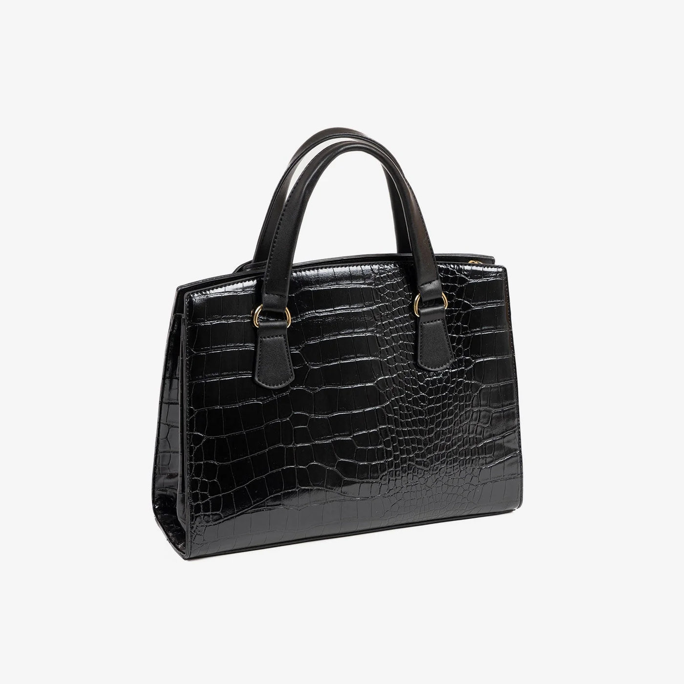 Bolso de Mano con Bandolera Matties Croco Negro