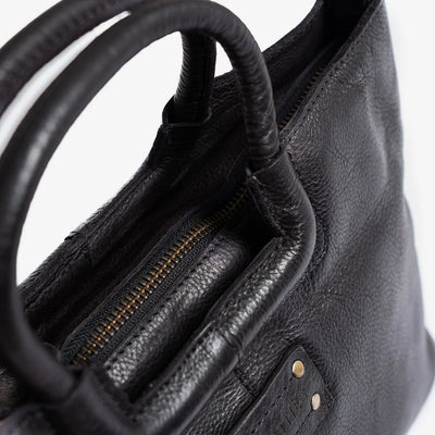 Bolso de Mano con Bandolera Piel Lavada Matties Negro