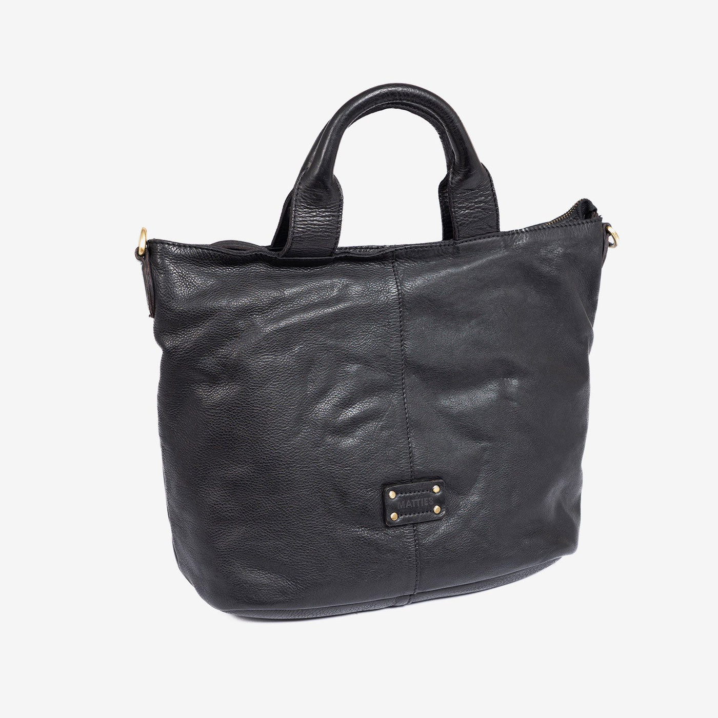 Bolso Tote grande con Bandolera Piel Lavada Matties Negro