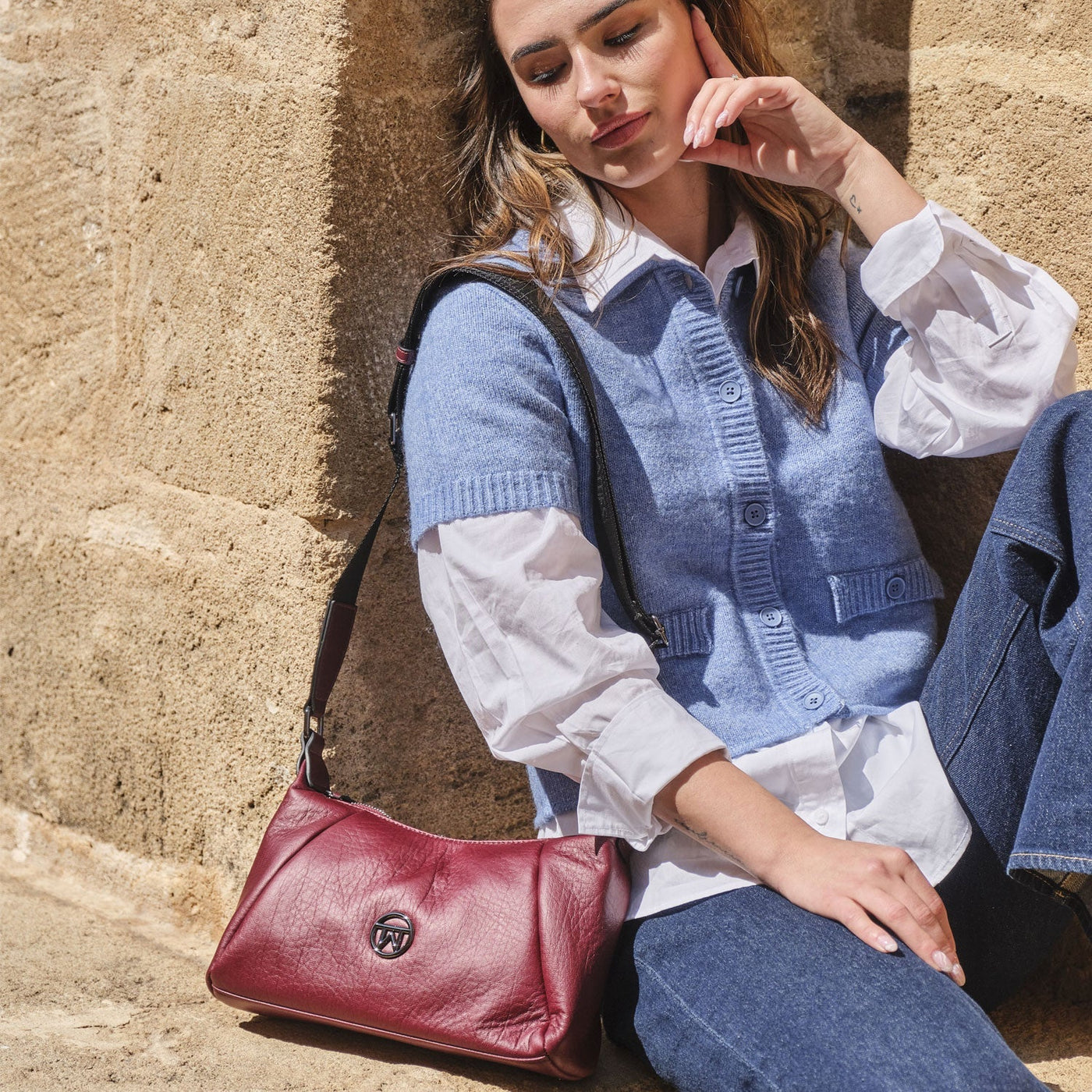 Bolso Bandolera Matties Velvet Burdeos