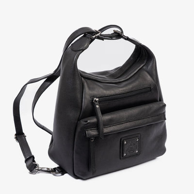 Bolso de hombro convertible en Mochila Piel Matties Eva Negro