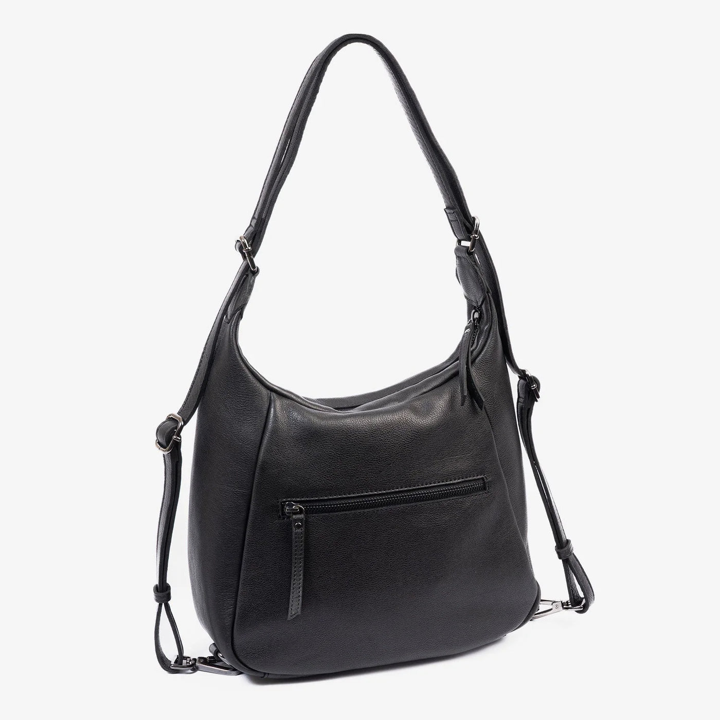 Bolso de hombro convertible en Mochila Piel Matties Eva Negro