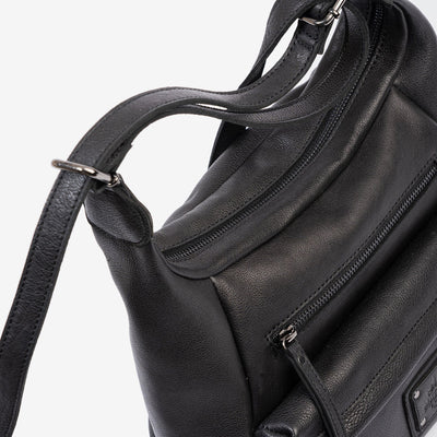 Bolso de hombro convertible en Mochila Piel Matties Eva Negro
