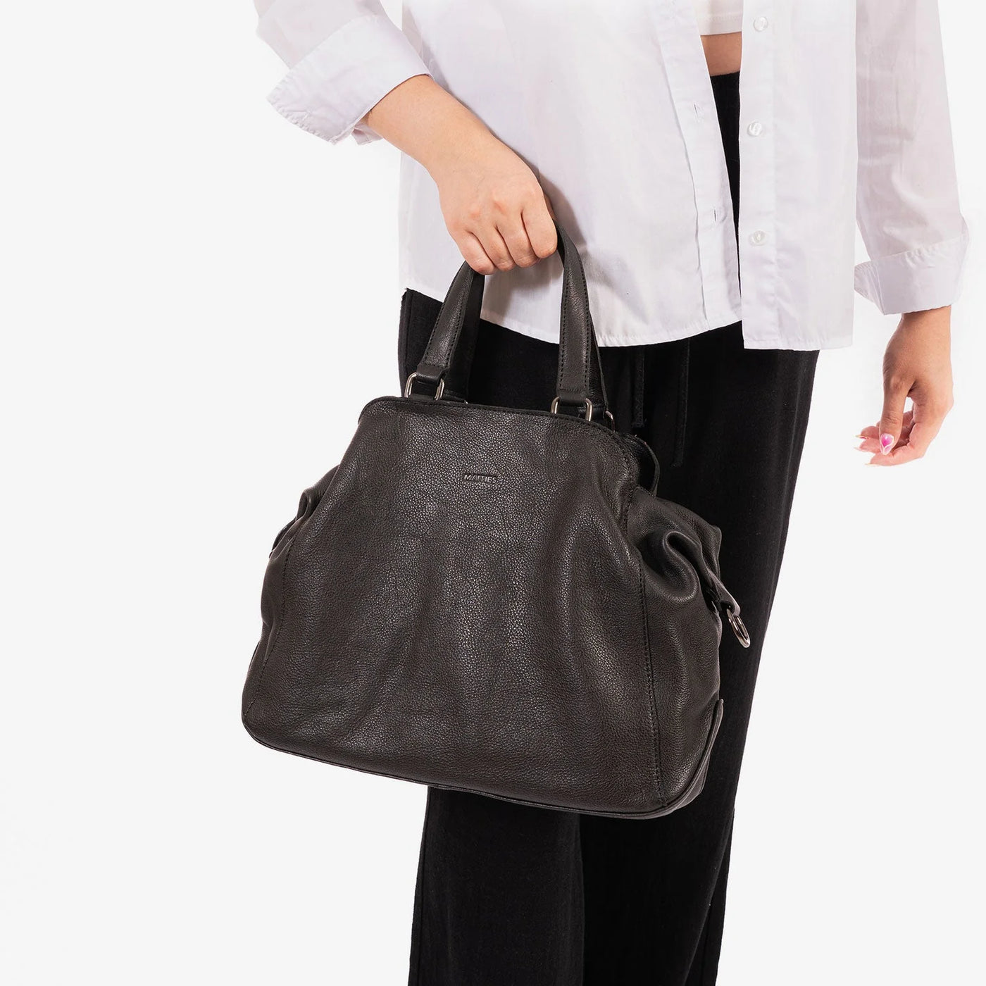 Bolso de mano con Bandolera Piel Matties Eva Negro