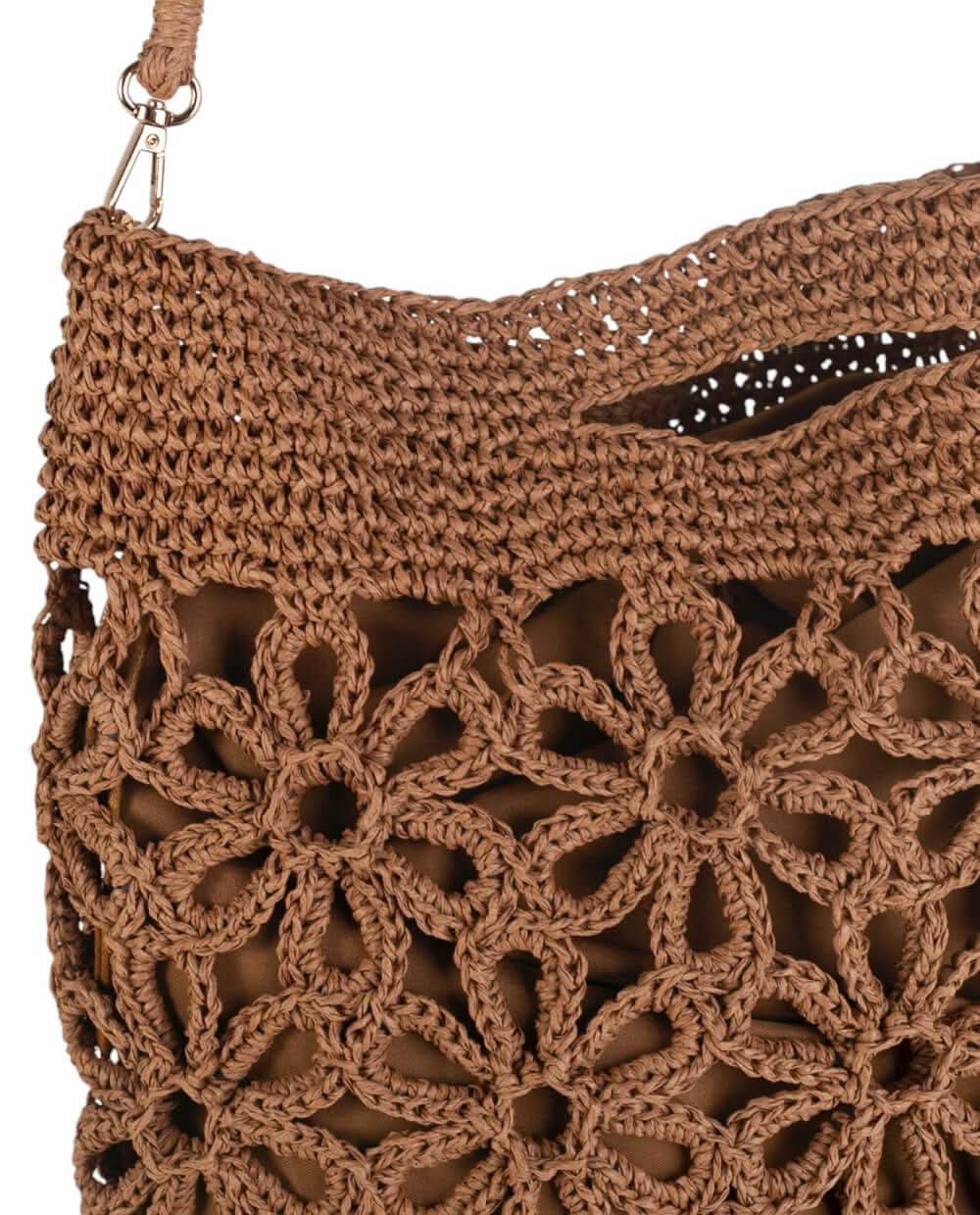 BOLSO DE MANO FIBRA NATURAL Y ASA BANDOLERA, CON CREMALLERA, COLOR NATURAL