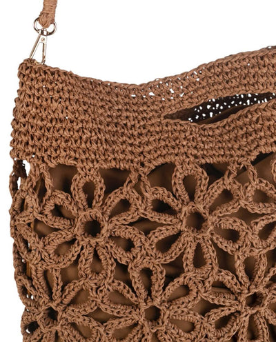 BOLSO DE MANO FIBRA NATURAL Y ASA BANDOLERA, CON CREMALLERA, COLOR NATURAL