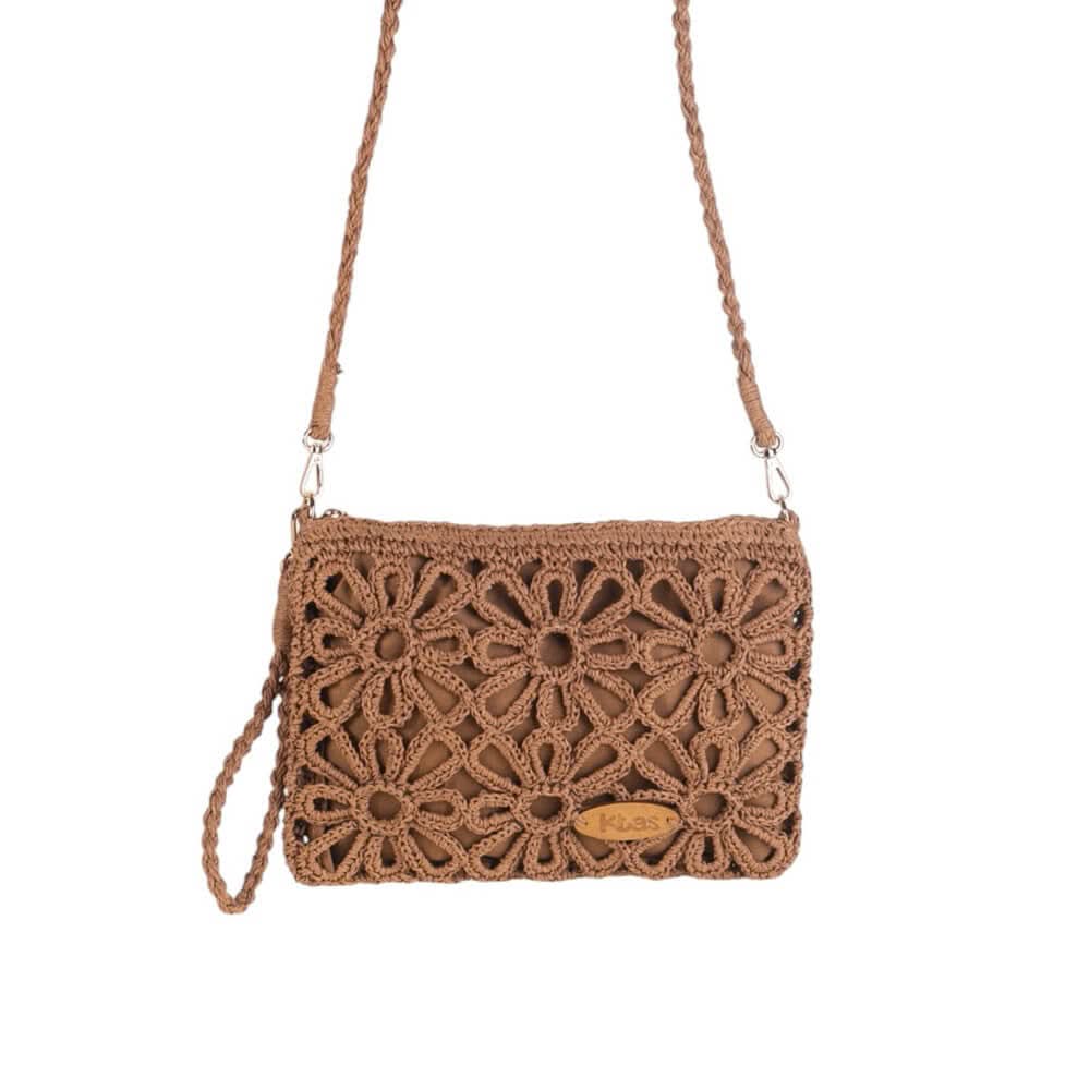 CARTERA FIBRA NATURAL Y ASA BANDOLERA, CON CREMALLERA, COLOR TOSTADO