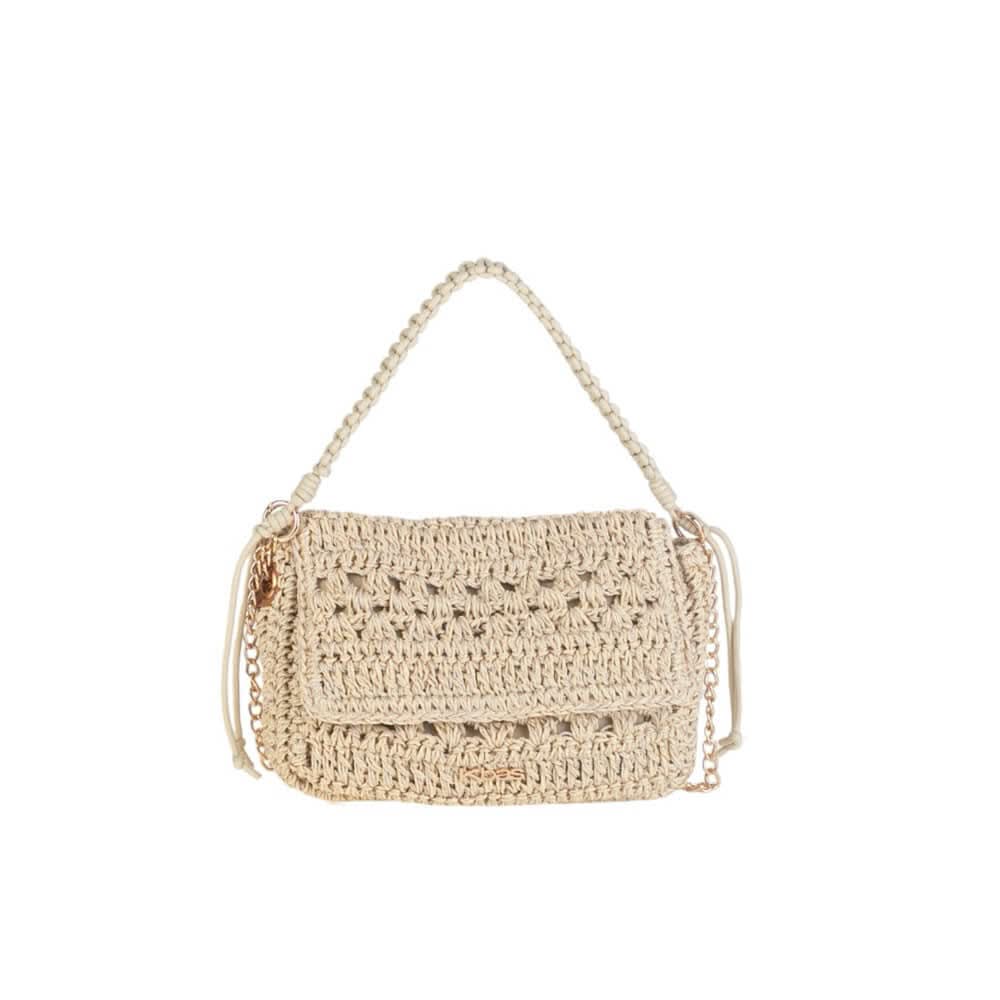 CARTERA RAYON Y FIBRA NATURAL, CON CREMALLERA, COLOR NATURAL