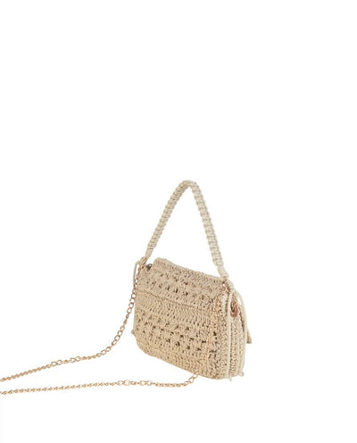 CARTERA RAYON Y FIBRA NATURAL, CON CREMALLERA, COLOR NATURAL