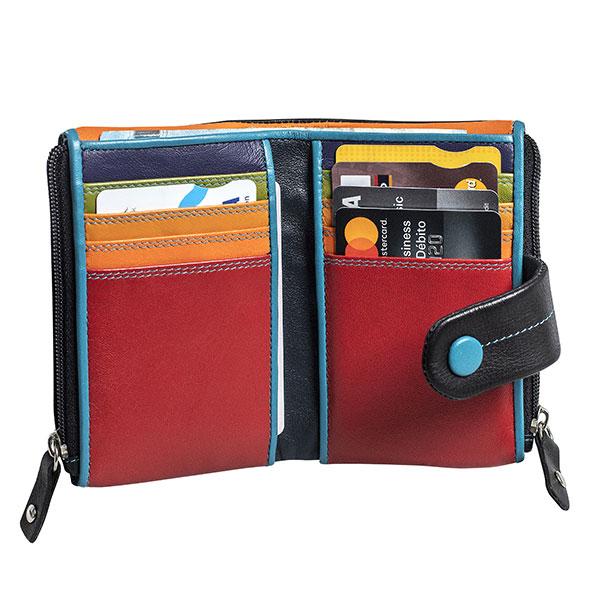 Billetero pequeño de Piel (11,5x8cm) doble monedero de cremallera Matties Multicolour