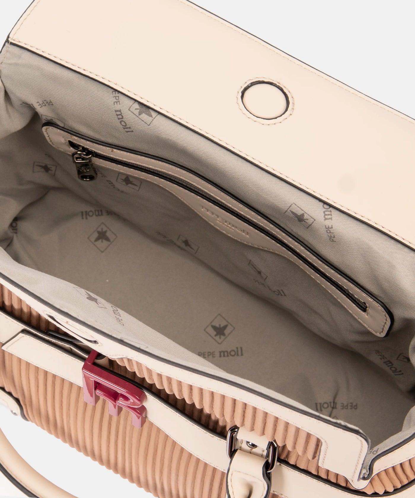 Bolso de Mano con Bandolera Pepe Moll Elena Beige