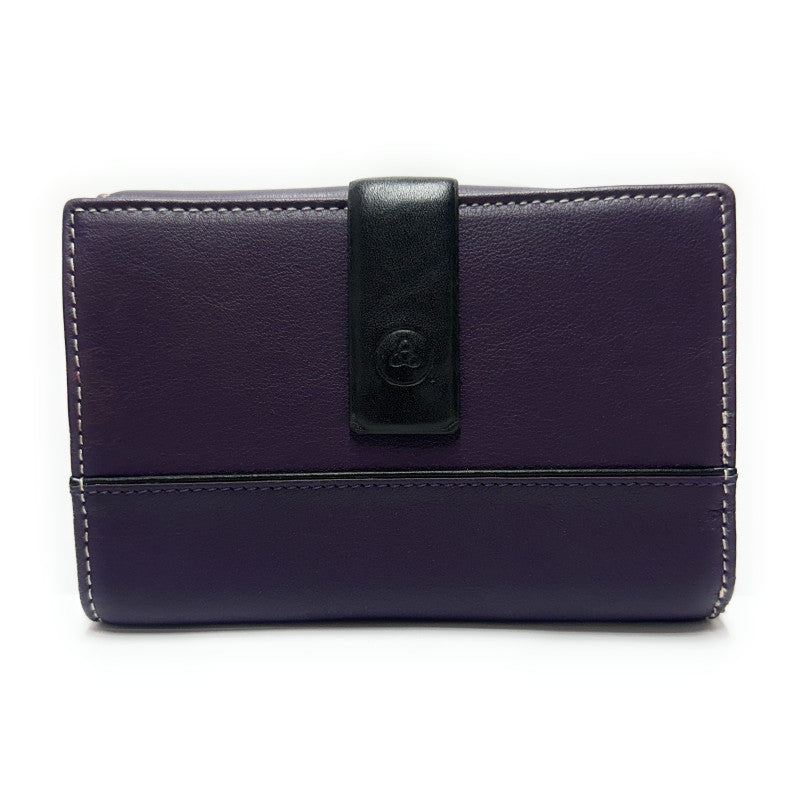 Billetero de Piel (15.5 X 10.5cm) monedero de clic Lugupell Nottingham color Morado