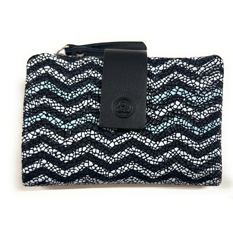 Billetero de Piel (12x8cm) monedero de cremallera Lugupell Aqua color Negro
