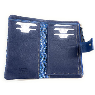Billetero de Piel (15x9cm) monedero de cremallera Lugupell Aqua color Azul