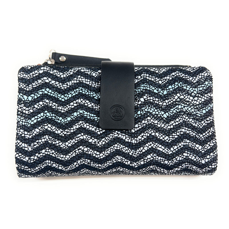 Billetero de Piel (15x9cm) monedero de cremallera Lugupell Aqua color Negro