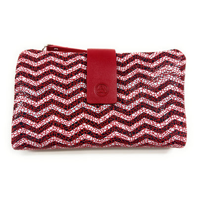 Billetero de Piel (15x9cm) monedero de cremallera Lugupell Aqua color Rojo