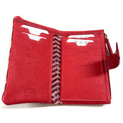 Billetero de Piel (15x9cm) monedero de cremallera Lugupell Aqua color Rojo