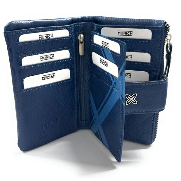 Billetero de Piel monedero cremallera Munich Sidney RoyalBlue