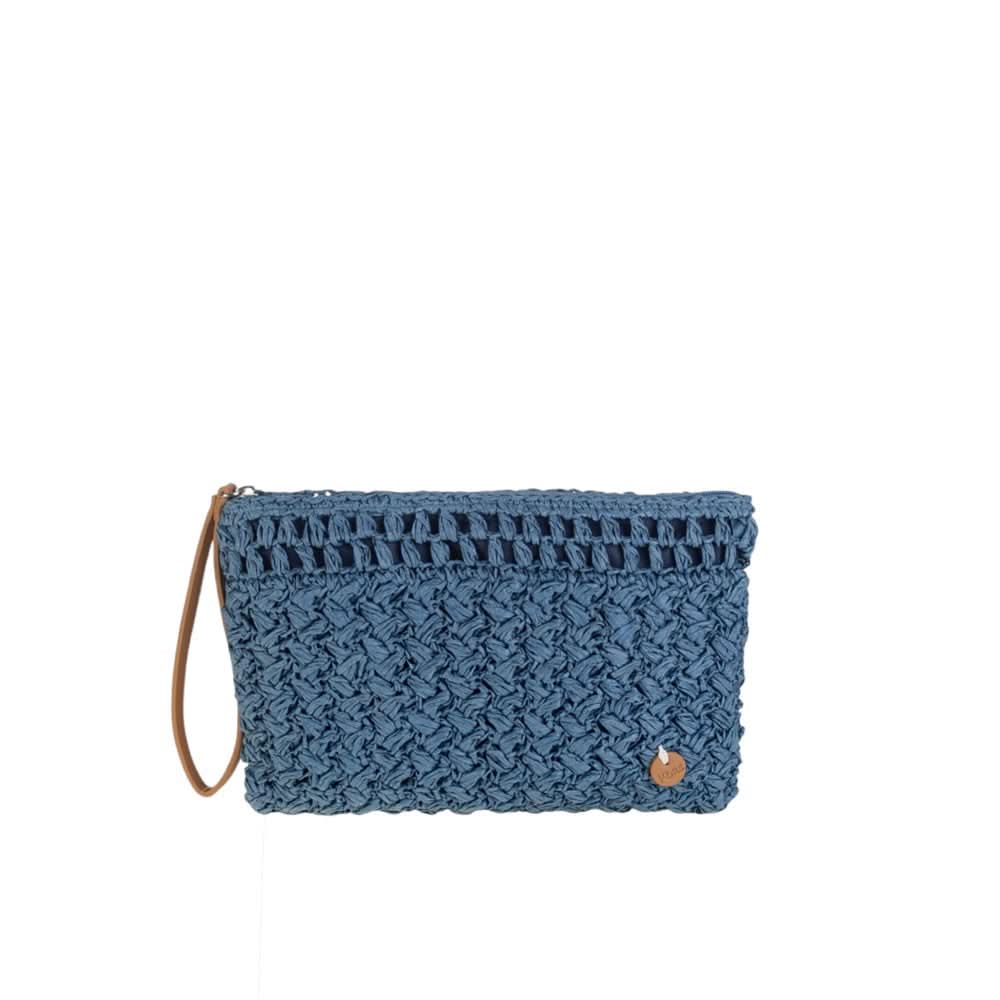 Cartera de Mano fibra natural Kbas color Azul