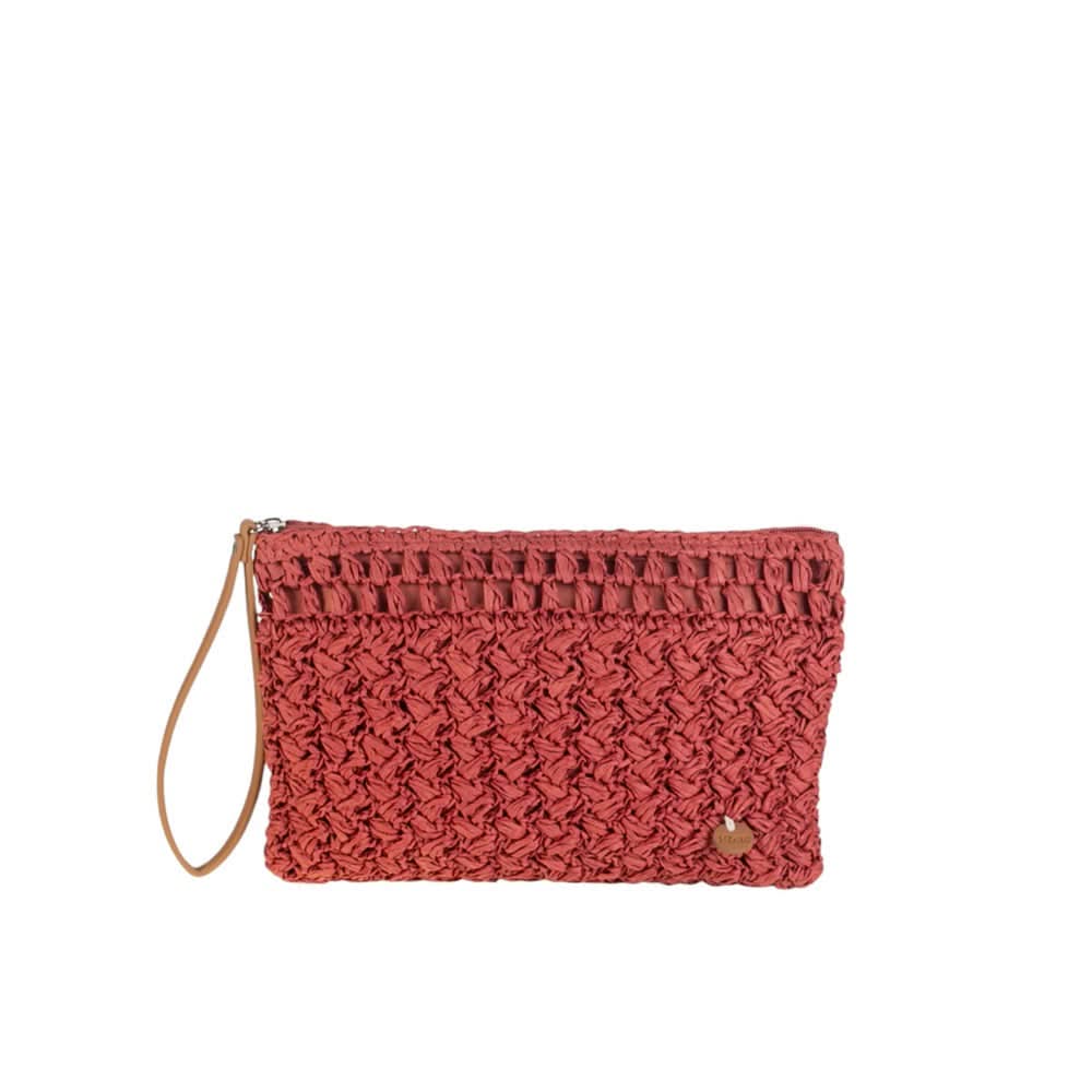 Cartera de Mano fibra natural Kbas color Rojo
