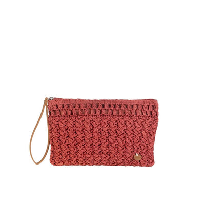 Cartera de Mano fibra natural Kbas color Rojo
