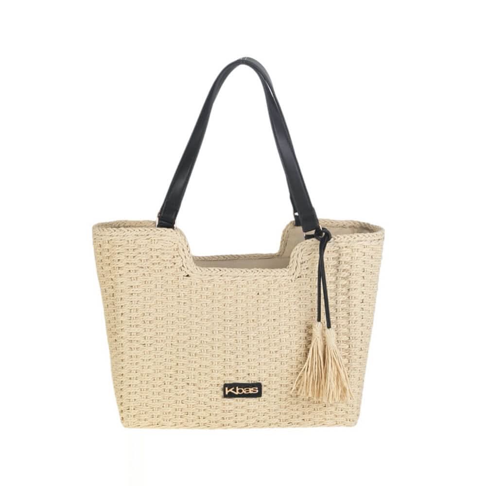 TOTE FIBRA NATURAL, CON CREMALLERA, COLOR NATURAL