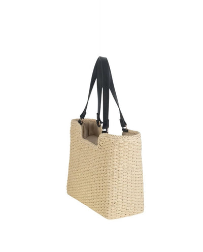 TOTE FIBRA NATURAL, CON CREMALLERA, COLOR NATURAL