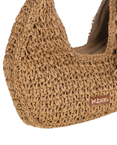 HOBO FIBRA NATURAL, CON CREMALLERA, COLOR TOSTADO