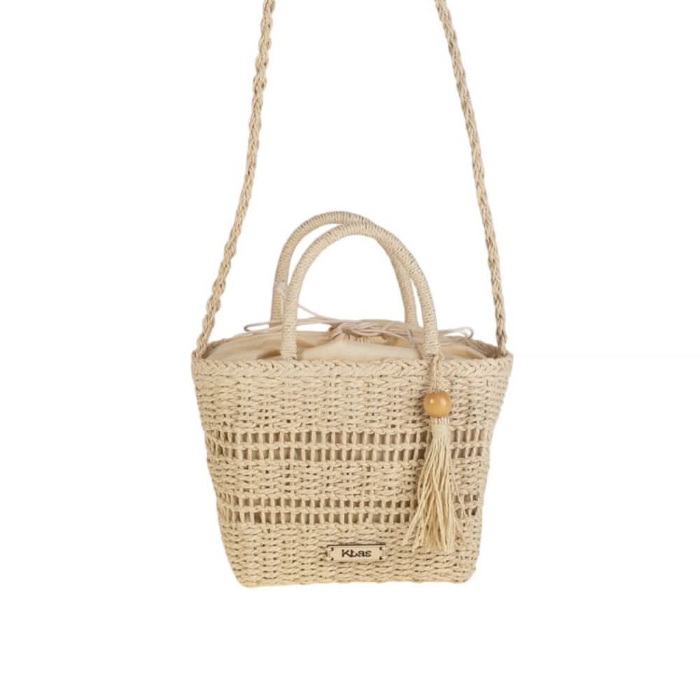 Bandolera Tote pequeño cierre saco fibra natural Kbas color Natural