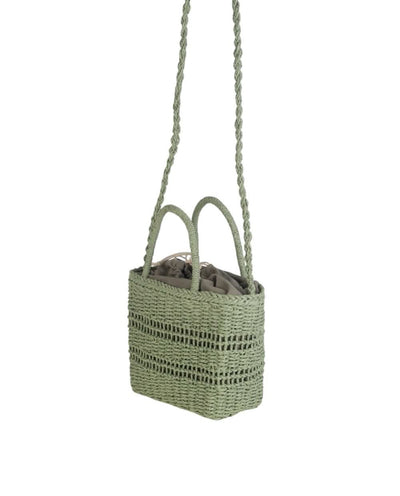 Bandolera Tote pequeño cierre saco fibra natural Kbas Verde