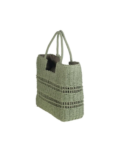 TOTE FIBRA NATURAL, CON CREMALLERA, COLOR VERDE