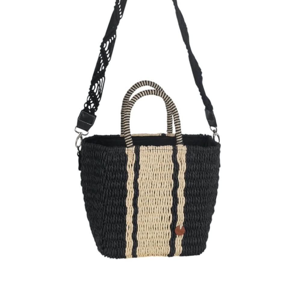 Bolso de Mano con Bandolera fibra natural Kbas Negro