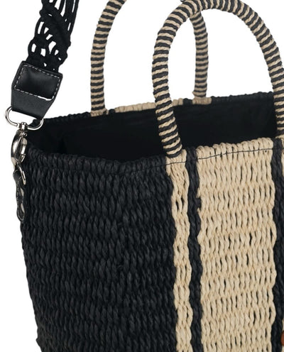 Bolso de Mano con Bandolera fibra natural Kbas Negro