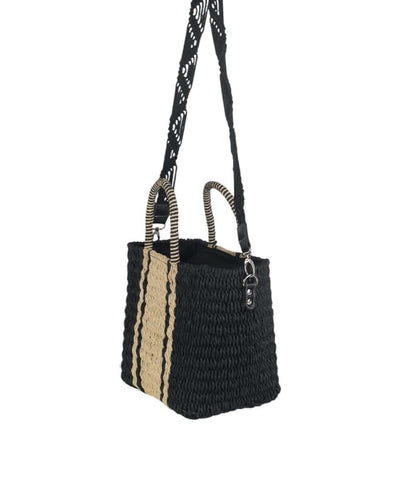 Bolso de Mano con Bandolera fibra natural Kbas Negro