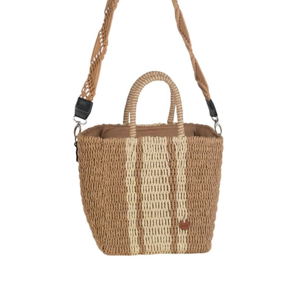 Bolso de Mano con Bandolera fibra natural Kbas Tostado