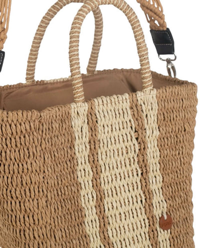 Bolso de Mano con Bandolera fibra natural Kbas Tostado