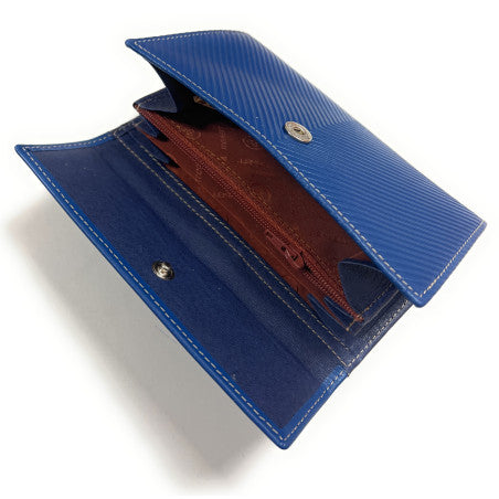 Billetero de Piel (15.5 X 10cm) monedero de clic Lugupell Espiga color Azul