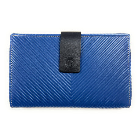 Billetero de Piel (15.5 X 10cm) monedero de clic Lugupell Espiga color Azul