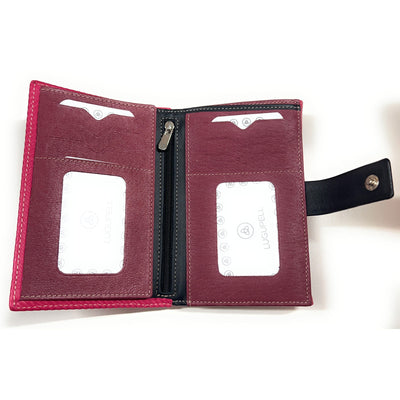 Billetero de Piel (15.5 X 10cm) monedero de clic Lugupell Espiga color Fucsia