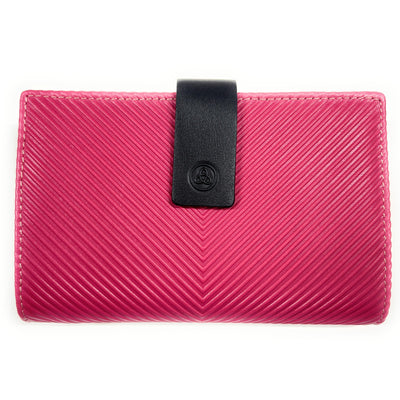 Billetero de Piel (15.5 X 10cm) monedero de clic Lugupell Espiga color Fucsia