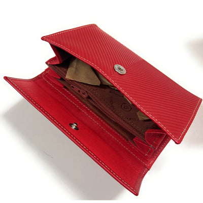 Billetero de Piel (15.5 X 10cm) monedero de clic Lugupell Espiga color Rojo