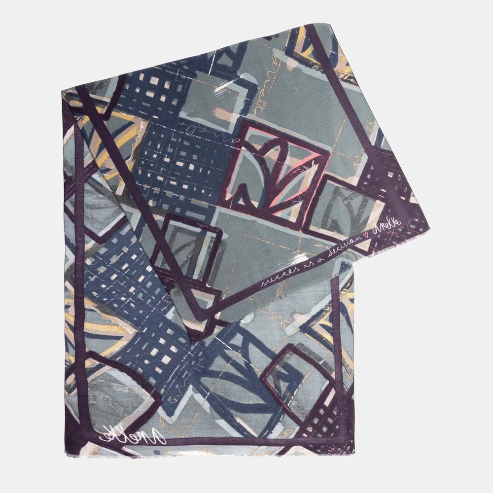 Pashmina azul estampada Anekke