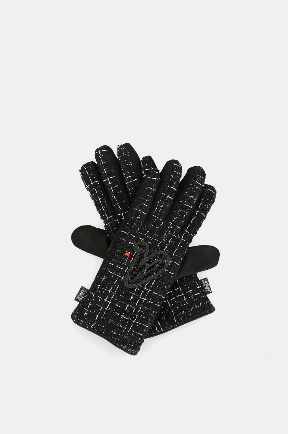 Guantes de tejido tweed Anekke Negro