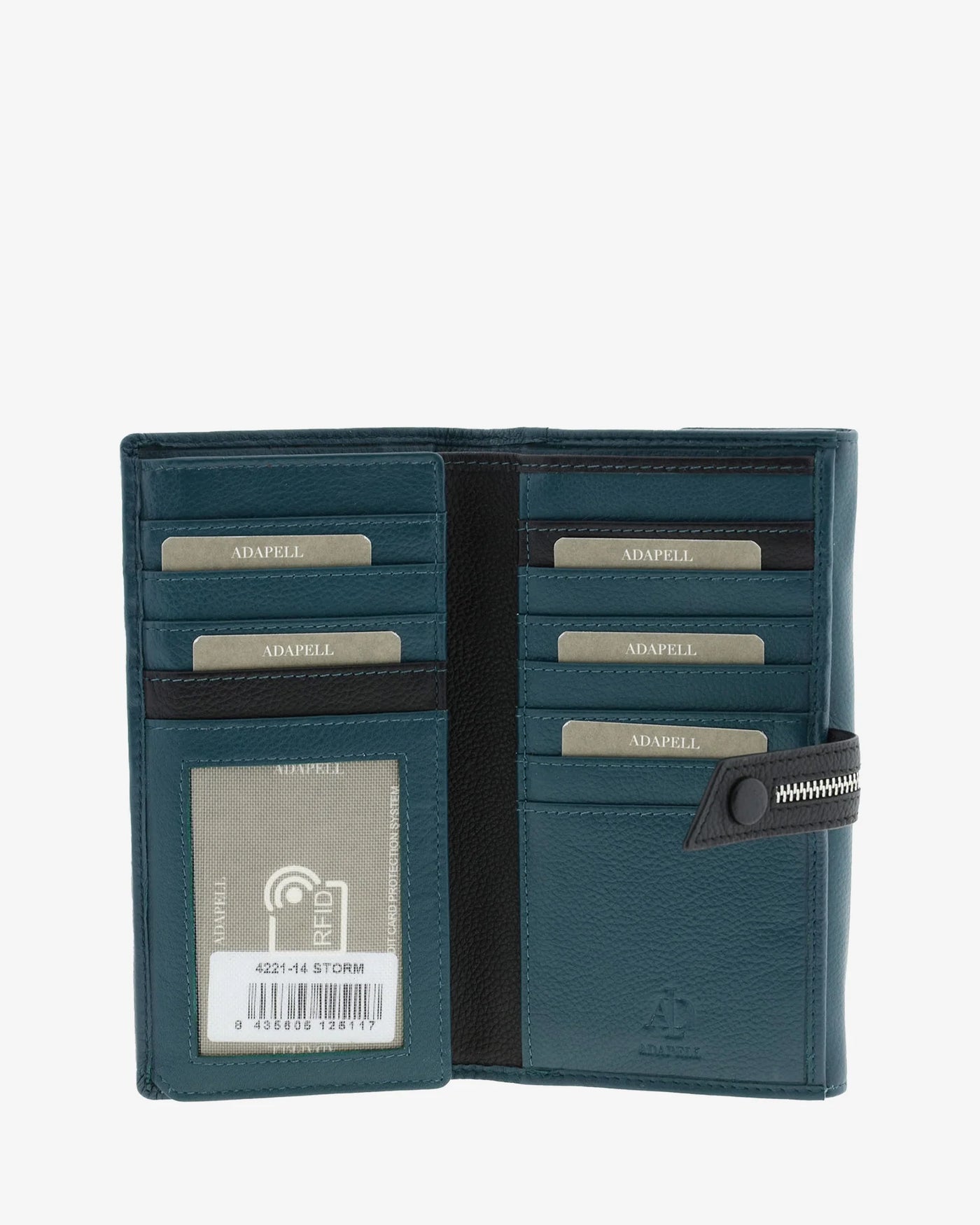 Billetero de Piel (18 X 10cm) monedero de cremallera Adapell Nayeli Storm