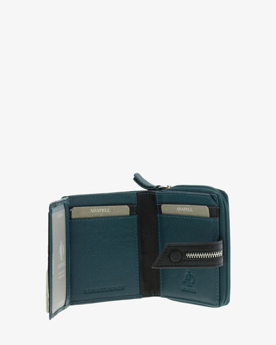 Billetero de Piel (10 X 9cm) monedero de cremallera Adapell Nayeli Storm