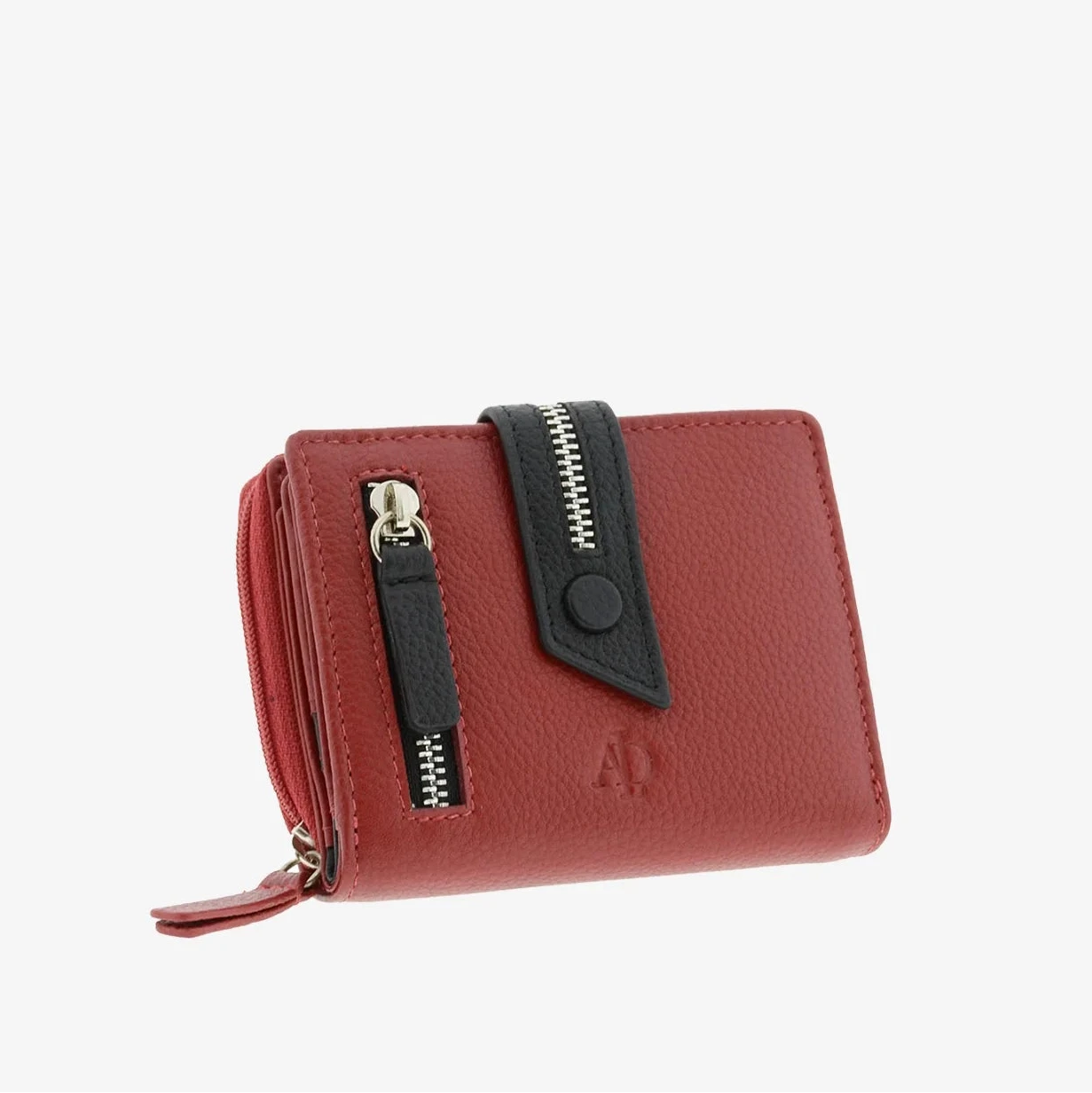 Billetero de Piel (10 X 9cm) monedero de cremallera Adapell Nayeli Rojo