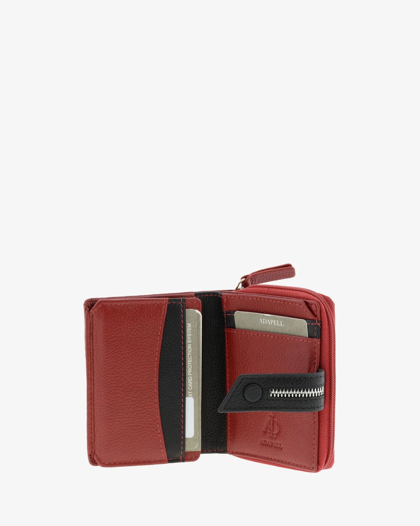 Billetero de Piel (10 X 9cm) monedero de cremallera Adapell Nayeli Rojo