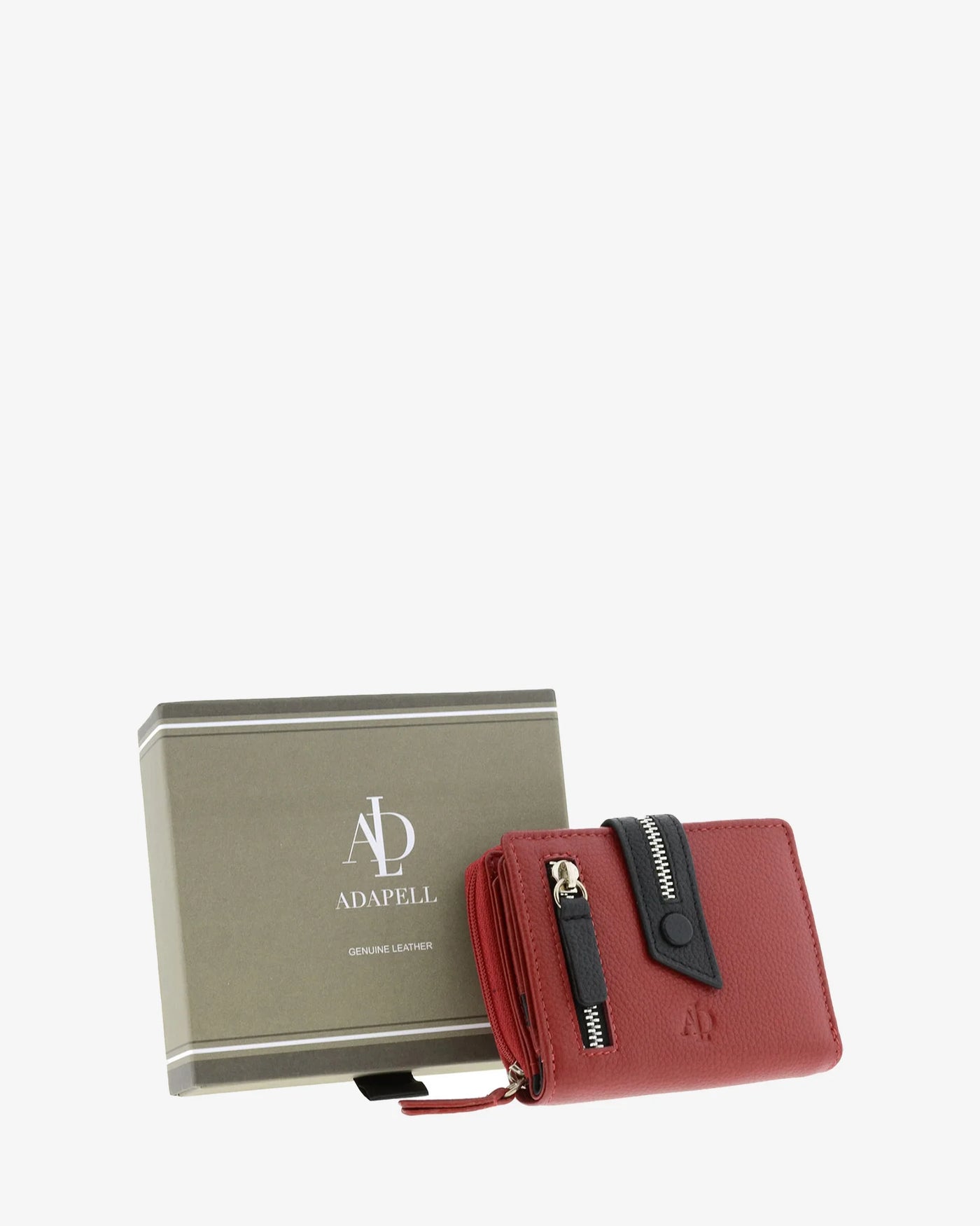 Billetero de Piel (10 X 9cm) monedero de cremallera Adapell Nayeli Rojo