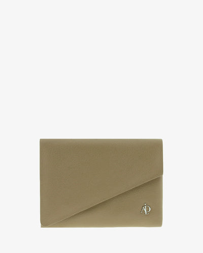 Billetero de Piel (14,5 X 9cm) monedero de cremallera Adapell Asimetric Taupe